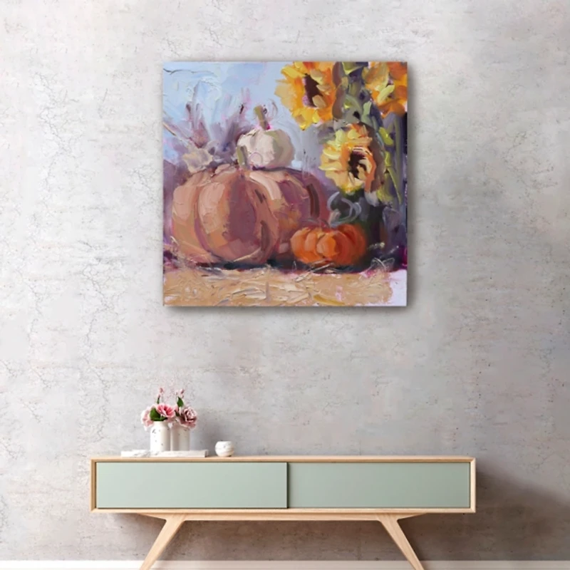 Pumpkin Patch Sunflowers Canvas Art Print