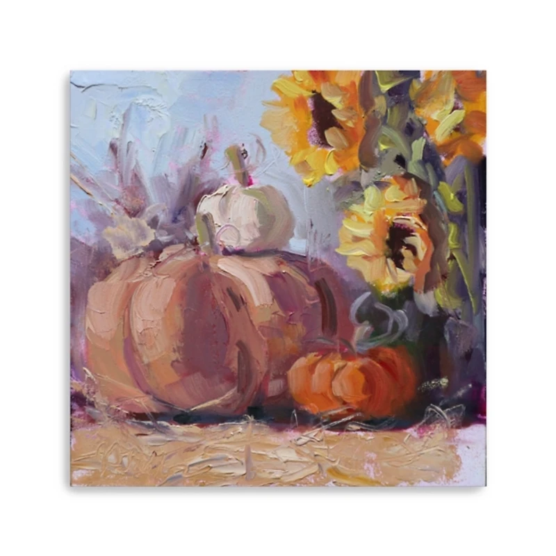 Pumpkin Patch Sunflowers Canvas Art Print