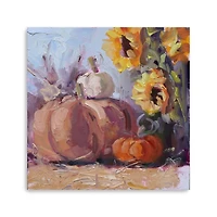 Pumpkin Patch Sunflowers Canvas Art Print