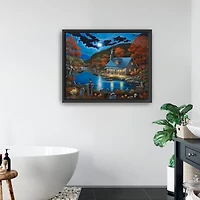 Cabin On Lake Graveyard Framed Canvas Art Print