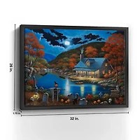 Cabin On Lake Graveyard Framed Canvas Art Print