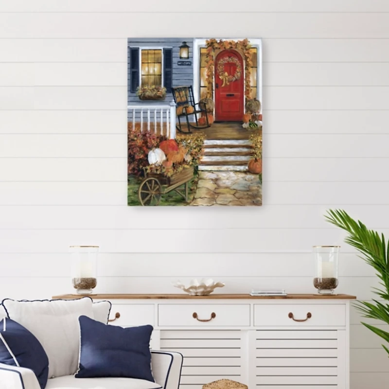 Welcome Fall Porch Canvas Art Print