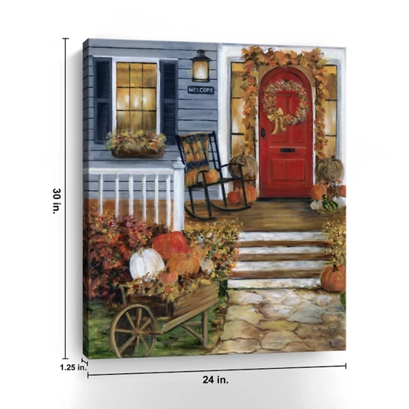 Welcome Fall Porch Canvas Art Print