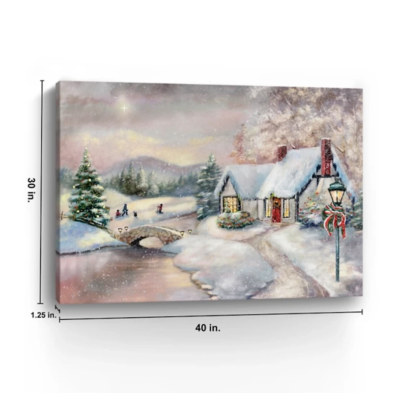 Opal Snowy Christmas House Giclee Canvas Art Print