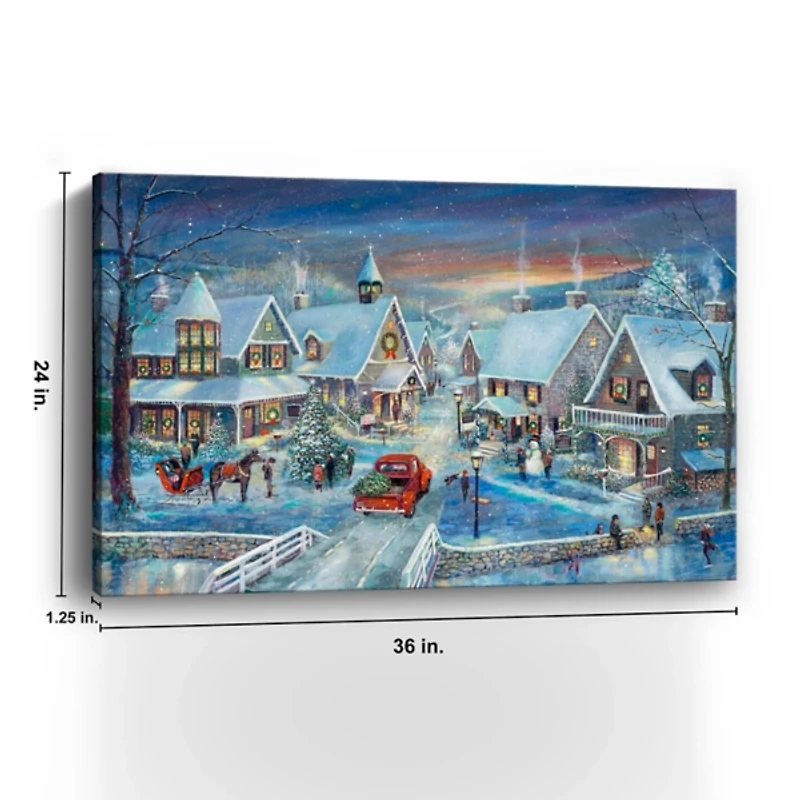 Winter Village Christmas Giclee Canvas Art Print