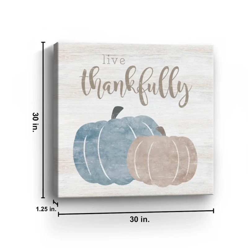Live Thankfully Pumpkin Canvas Art Print