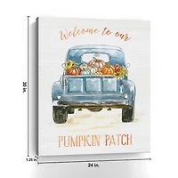 Blue Truck Pumpkin Patch Canvas Art Print