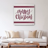 Red Merry Christmas Giclee Canvas Wall Plaque