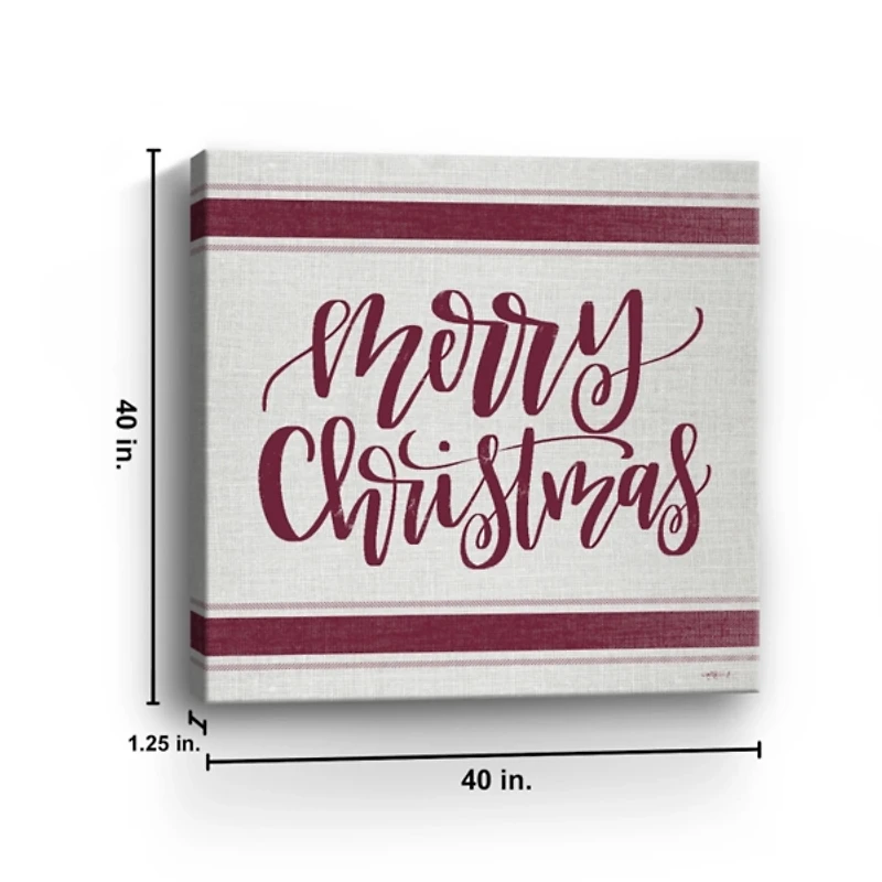 Red Merry Christmas Giclee Canvas Wall Plaque