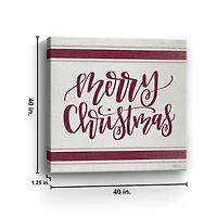 Red Merry Christmas Giclee Canvas Wall Plaque