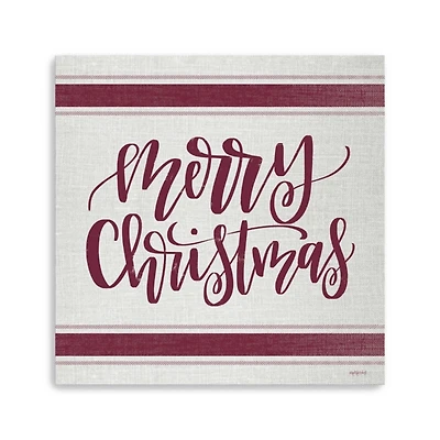 Red Merry Christmas Giclee Canvas Wall Plaque