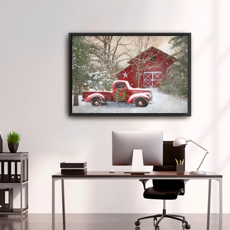 Red Barn Rustic Christmas Framed Wall Art