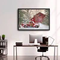 Red Barn Rustic Christmas Framed Wall Art
