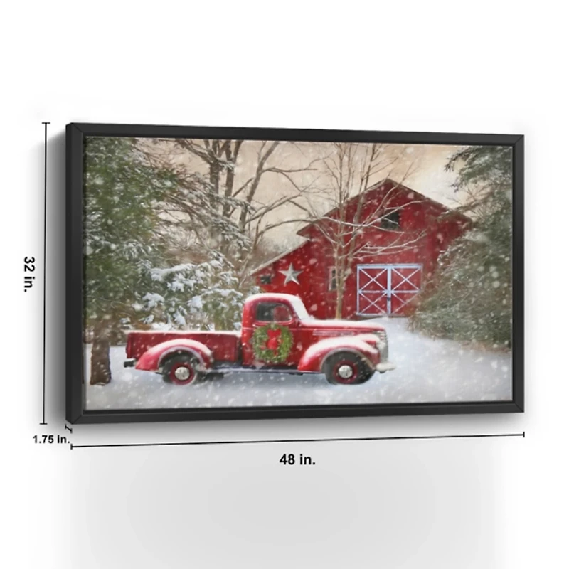 Red Barn Rustic Christmas Framed Wall Art