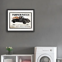Pumpkin Patch Black Truck Giclee Canvas Art Print