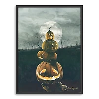 Stacked Jack O'Lanterns Giclee Canvas Art Print