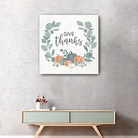 Give Thanks Eucalyptus Pumpkin Giclee Canvas Print