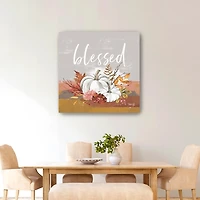 Blessed Pumpkins and Flowers Giclee Canvas Print