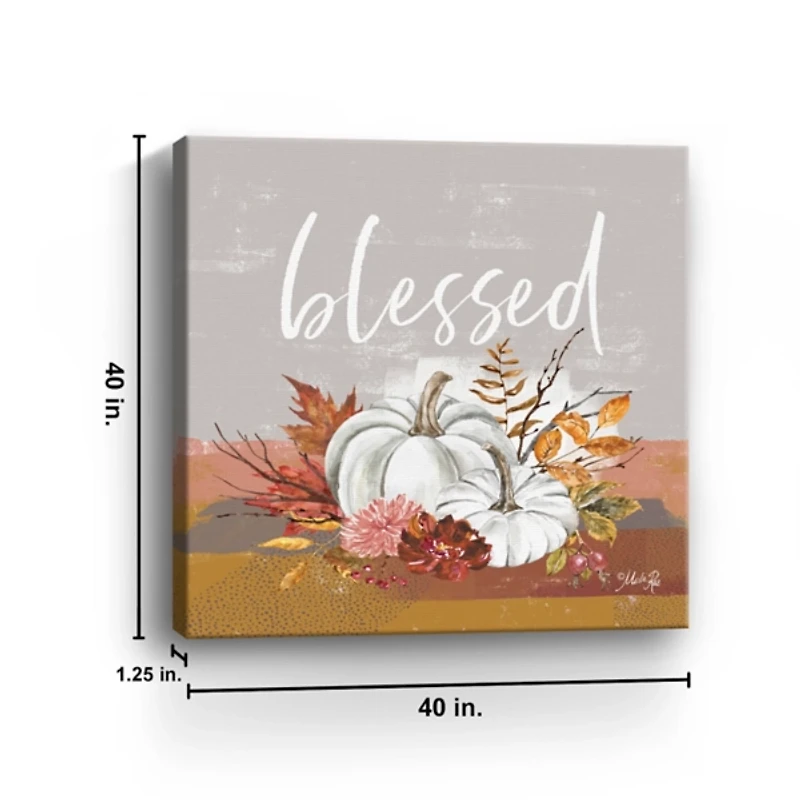 Blessed Pumpkins and Flowers Giclee Canvas Print