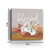 Blessed Pumpkins and Flowers Giclee Canvas Print