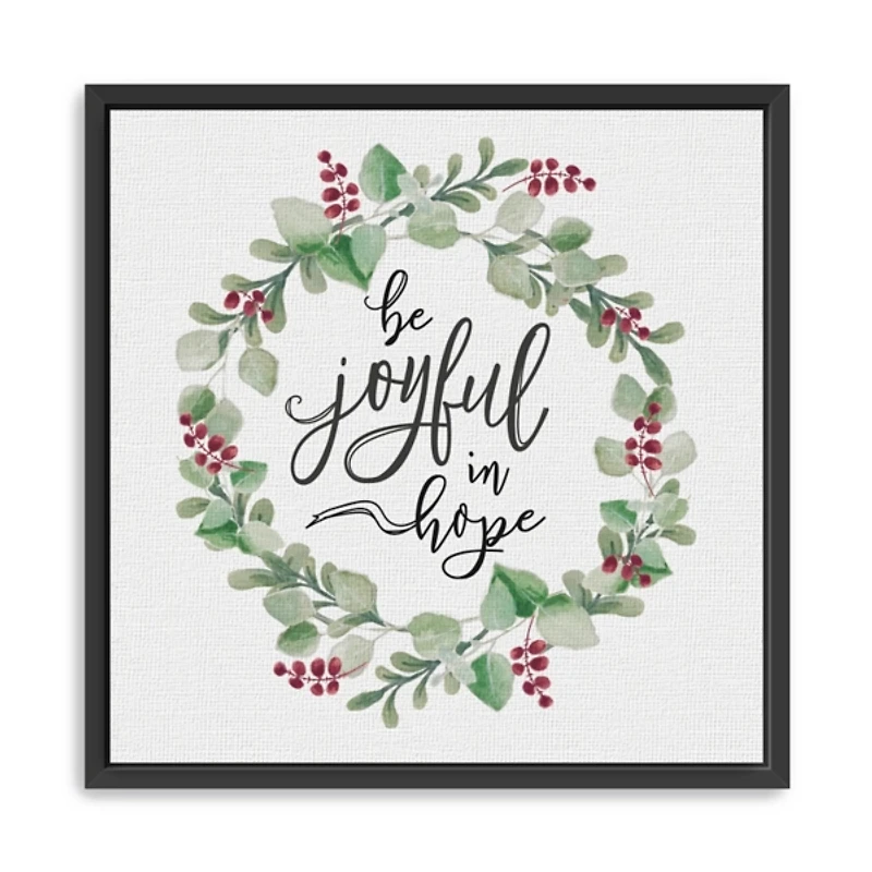 Berry Wreath Be Joyful Framed Canvas Art Print