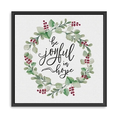 Berry Wreath Be Joyful Framed Canvas Art Print