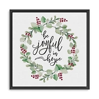 Berry Wreath Be Joyful Framed Canvas Art Print