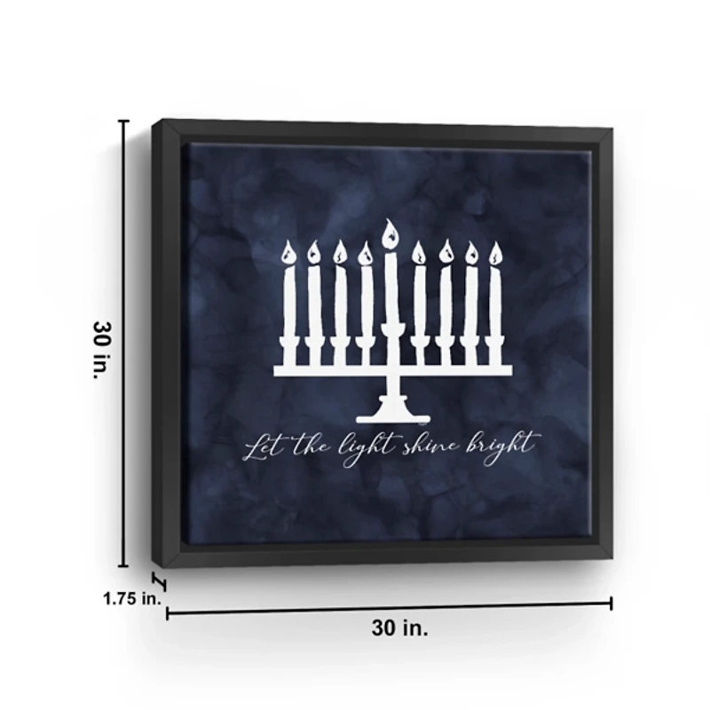 Navy Menorah Framed Hanukkah Wall Art