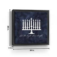 Navy Menorah Framed Hanukkah Wall Art