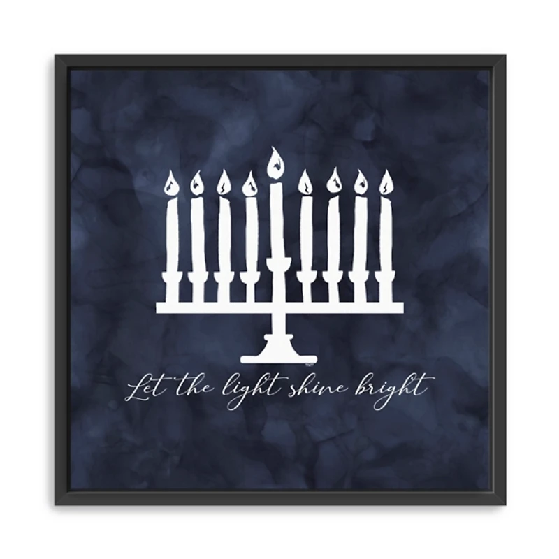 Navy Menorah Framed Hanukkah Wall Art