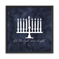 Navy Menorah Framed Hanukkah Wall Art
