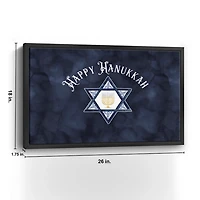 Navy Happy Hanukkah Star Framed Wall Art