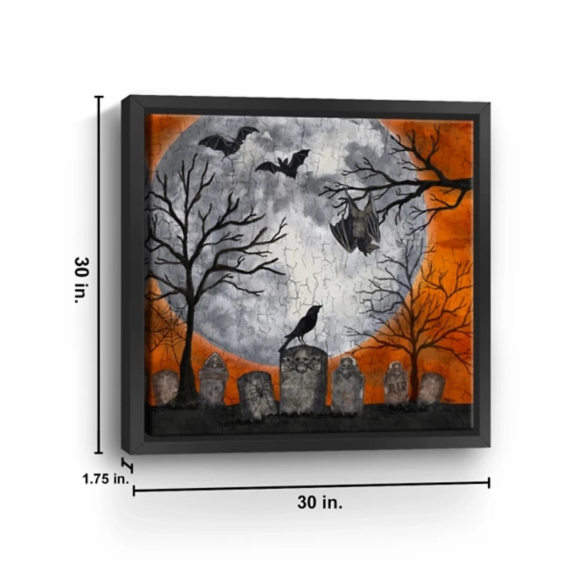 Orange Graveyard Moon Giclee Canvas Art Print
