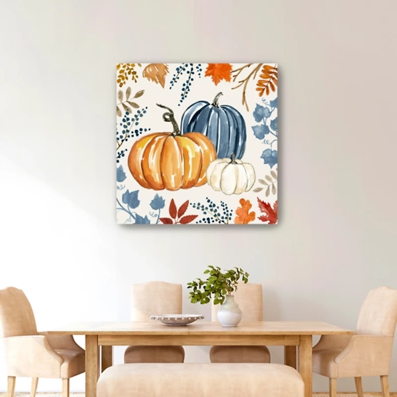 Floral Edge Pumpkins Canvas Wall Art