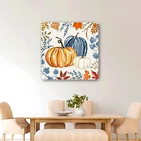 Floral Edge Pumpkins Canvas Wall Art