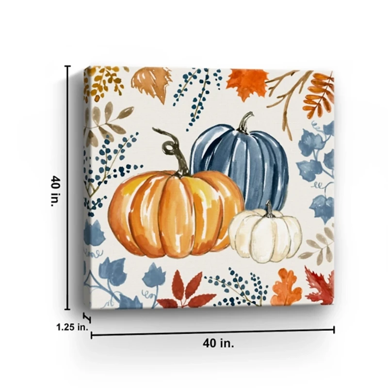 Floral Edge Pumpkins Canvas Wall Art