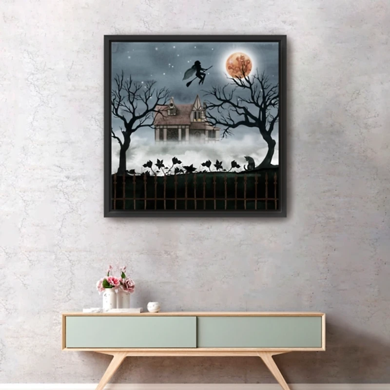 Haunted House Flying Canvas Wall Art