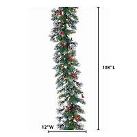 Pre-Lit Iced Tips Glazier Pine Berry Garland