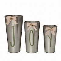 Silver Metal Joy Buckets, Set of 3