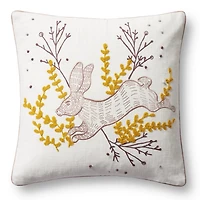 Goldenrod Bunny Embroidered Easter Throw Pillow