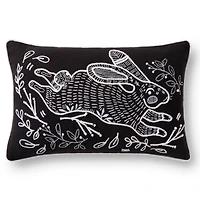 Jumping Bunny Embroidered Easter Throw Pillow
