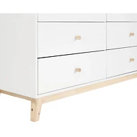 White Wood 6-Drawer Footed Dresser