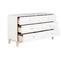 White Wood 6-Drawer Footed Dresser