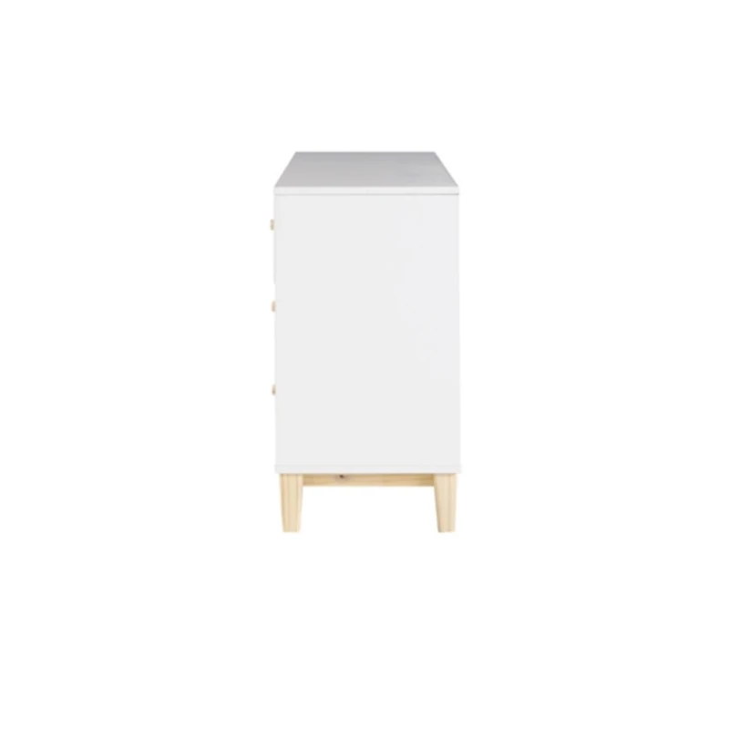 White Wood 6-Drawer Footed Dresser