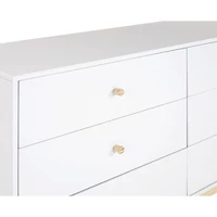 White Wood 6-Drawer Footed Dresser