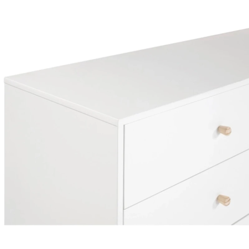 White Wood 6-Drawer Footed Dresser