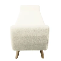 Cream Sherpa and Wood Storage Bench