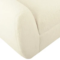 Cream Sherpa and Wood Storage Bench