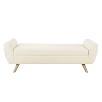 Cream Sherpa and Wood Storage Bench