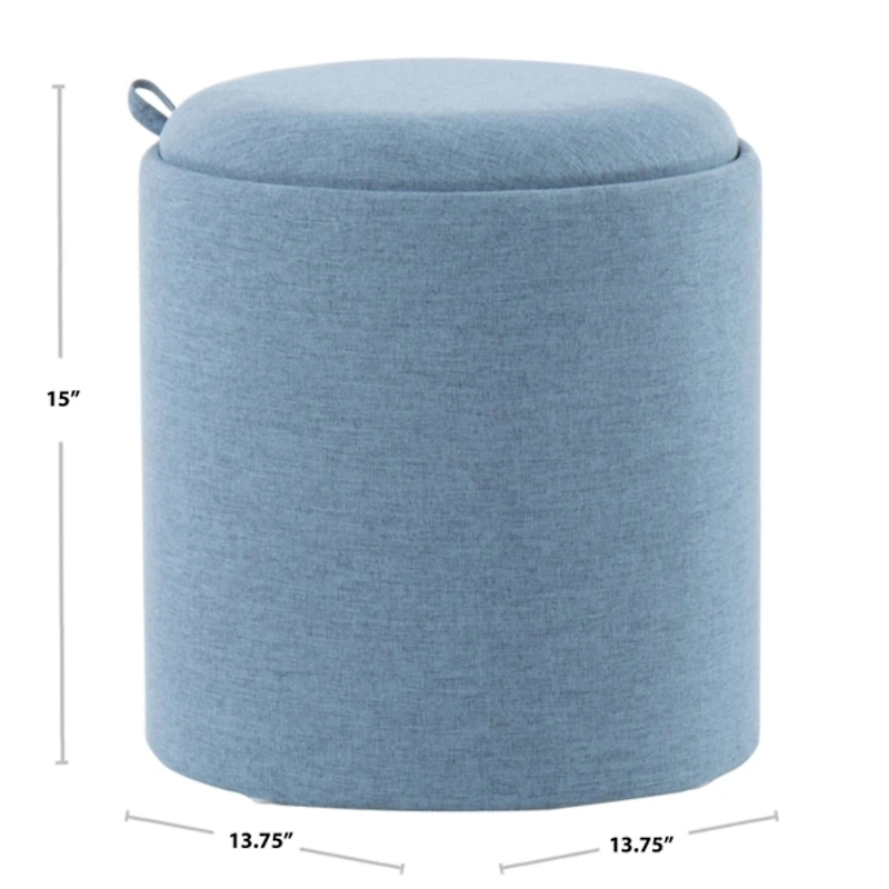 Blue Upholstered Ottomans with Tray Tops, Set of 2